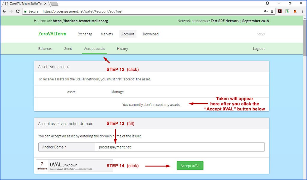 How to buy 0VAL tokens using StellarTerm wallet