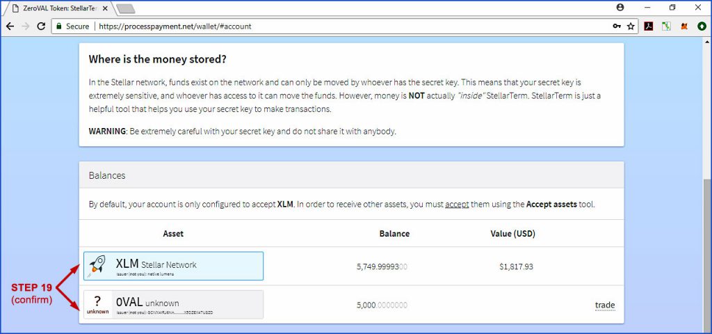 How to buy 0VAL tokens using StellarTerm wallet